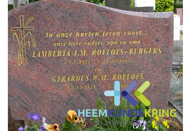 Grafstenen kerkhof Herwen Coll. HKR (267) L.J.M. Roelofs-Burger & G.W.M. Roelofs